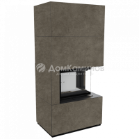 Каминокомплект FLOKI в облицовке FOKOS PIOMBO, угловое стекло справа