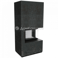 Каминокомплект FLOKI в облицовке OXIDE NERO, угловое стекло справа