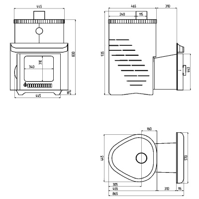 Дровяная печь Ферингер Малютка ПФ в кожухе Стандарт, до 18 м³