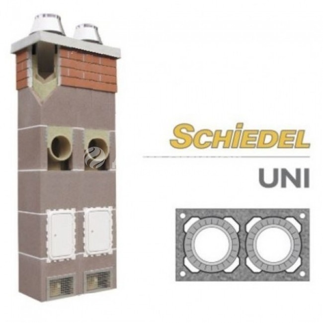 Керамический дымоход Schiedel UNI двухходовой без вент. каналов д=160 х160 мм, высота 7м
