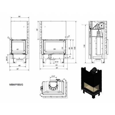Каминная топка Kratki MBM P BS G