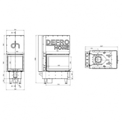 Топка Defro Home Intra SM U G, 10 кВт, 580/550/775мм, гильотина
