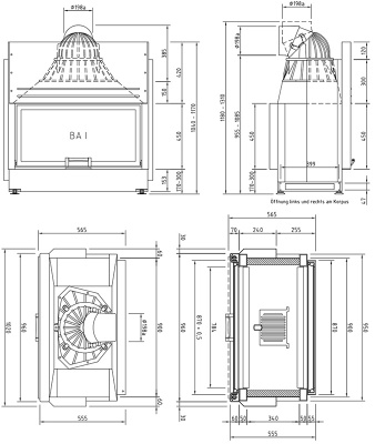 Каминная топка Schmid Lina FD 8751 h (туннельная версия) Каминная топка Schmid Lina FD 8751 h (туннельная версия)