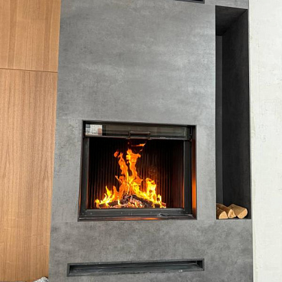 Каминная топка АСТОВ ПС 9074 в коробе из керамогранита