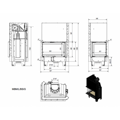 Каминная топка Kratki MBM L BS G