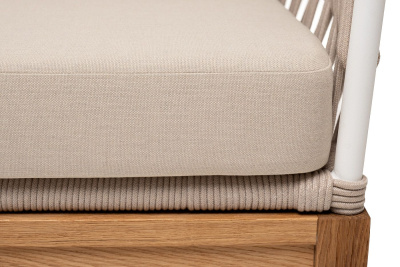 Диван 4SIS Диего 2-местный из роупа; основание дуб, каркас алюминий светло-серый муар, роуп бежевый, ткань бежевая 052