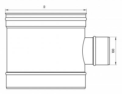 Тройник редукционный 90° K Grill'D ОС 0,5мм (D280-(100H)) черный