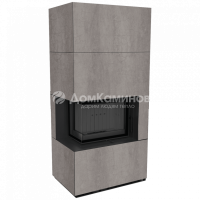 Каминокомплект FLOKI в облицовке NATURALI PIETRA DI SAVOIA GRIGIA BOCCIARDATA, угловое стекло слева