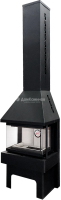 Печь-камин ЭкоКамин Панорама Три стекла черный (KTS200)