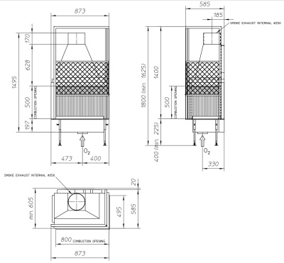Топка Metalfire Universal MF 800-50 W 2S R