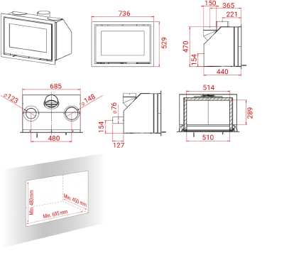 Каминная топка Lotus H470 R Каминная топка Lotus H470 R