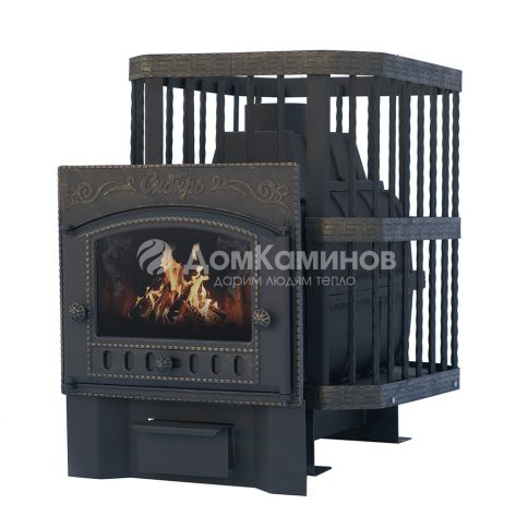 Чугунная банная печь НМК Сибирь-24 каминная топочная дверца (сетка)