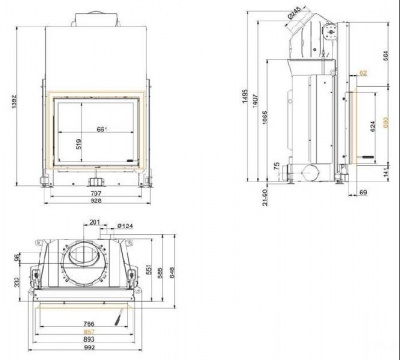 Каминная топка Brunner Stil-Кamine 62/76 FL  Каминная топка Brunner Stil-Кamine 62/76 FL