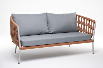 Диван 4SIS Диего 2-местный из роупа Цвет: светло-серый (RAL7035) шагрень, оранжевый меланж, светлый-серый