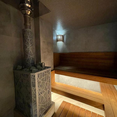 Русская баня с печью изистим и отделкой керамогранитом
