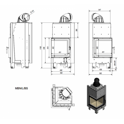 Каминная топка Kratki MBN L BS