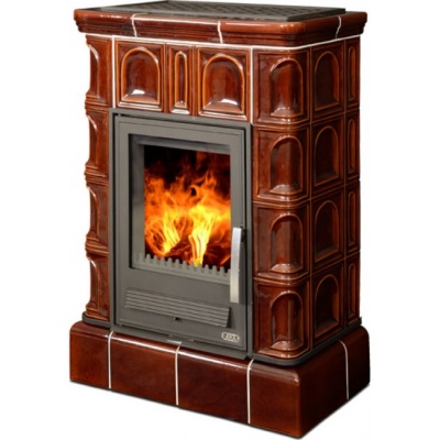 Печь-камин ABX BRITANIA K, с кафельным цоколем, с теплообменником (коричневый)