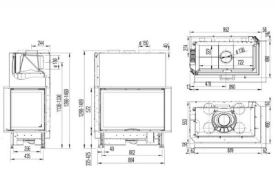 Каминная топка Austroflamm 89x49x57 S Rechts