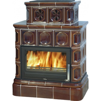 Печь-камин ABX KARELIE, с кафельным цоколем (коричневый)