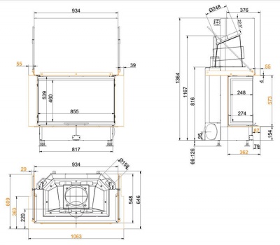 Каминная топка Brunner Panorama 57/25/85/25 Каминная топка Brunner Panorama 57/25/85/25