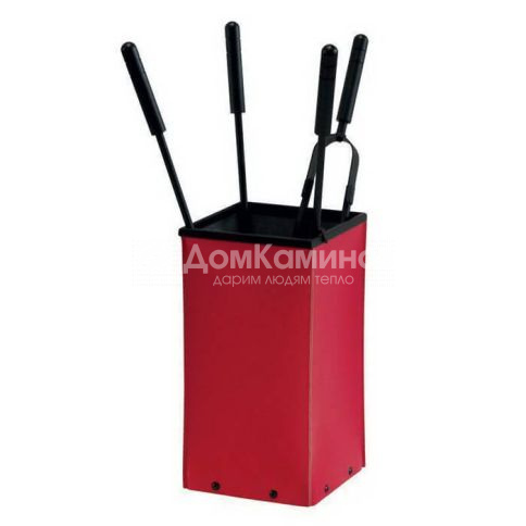 Каминный набор Comex 50.242R Quadro Ecopelle Rosso 4 Accessori H.62