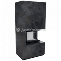 Каминокомплект FLOKI в облицовке OSSIDO NERO, угловое стекло справа