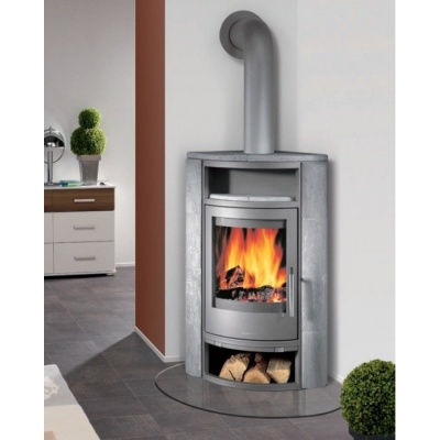 Печь-камин ABX Polar 6 угловой (серая сталь)