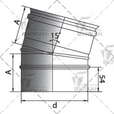 Отвод 15° на расш. Вулкан OTHR d150 зерк.