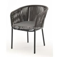 Стул из роупа 4SIS Бордо, каркас алюминий темно-серый (RAL7024) муар, роуп серый, ткань темно-серая 019