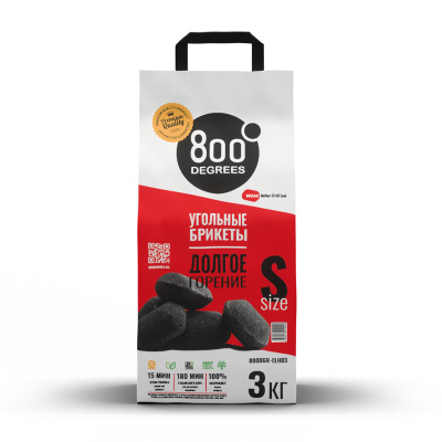 Угольные брикеты 800 DEGREES EXTRA LONG HEAT, 3 КГ