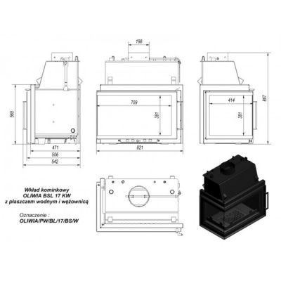 Каминная топка Kratki Oliwia PW BL 17 BS W Каминная топка Kratki Oliwia PW BL 17 BS W