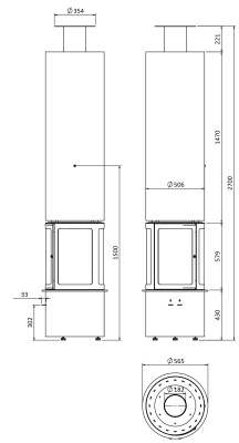 Камин Traforart Olympia Central, черный Камин Traforart Olympia Central, черный