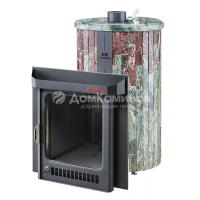 Дровяная печь Ферингер Макси ПФ в облицовке Жадеит+Россо Леванте, до 38 м³