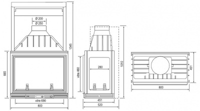 Каминная топка Seguin MULTIVISION 8000 DOUBLE FACE 4 стекла