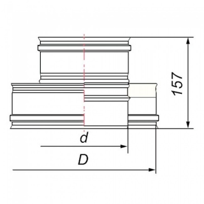 Переходник термо-моно Вулкан V50R с D300/400 на D300, нерж 321/304