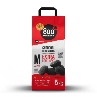 Уголь брикетированный 800 Degrees Долгое Горение, мешок 5 кг