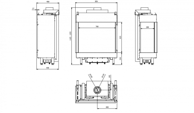 Топка газовая Kratki PRO LEO/L/76/62/G20, магистральный газ