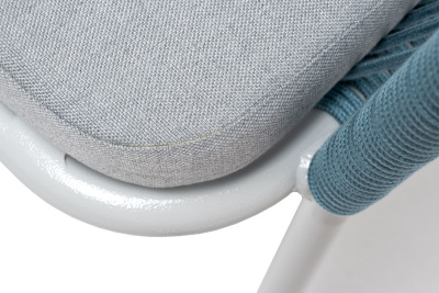 Стул 4SIS Лион из роупа, Каркас из стали светло-серый муар, роуп бирюзовый, ткань светло-серая