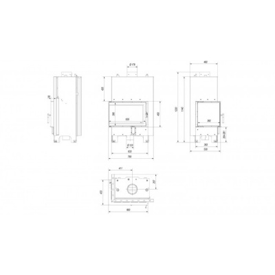 Каминная топка Kratki с водяным контуром MBM PW 10 L BS W