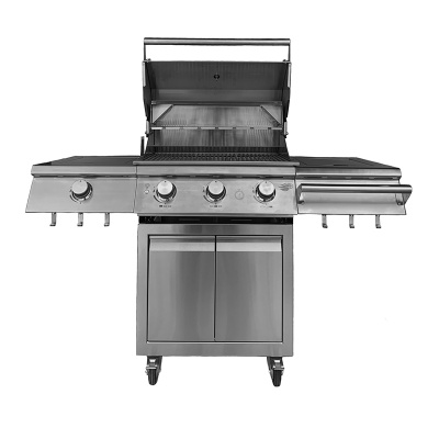 Газовый гриль B-Fire Kutuzov Premium 3 (2 столика + тележка 60 см.), нерж. сталь