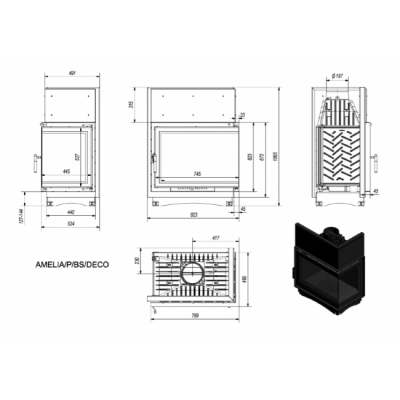 Каминная топка Kratki Amelia P BS Deco Каминная топка Kratki Amelia P BS Deco
