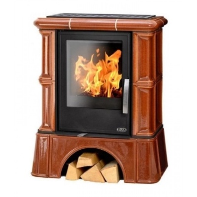 Печь-камин ABX BAVARIA KI, с кафельным цоколем, с допуском воздуха (каштан)