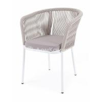 Стул из роупа 4SIS Марсель из роупа, каркас алюминий белый муар, роуп бежевый, ткань бежевая 052